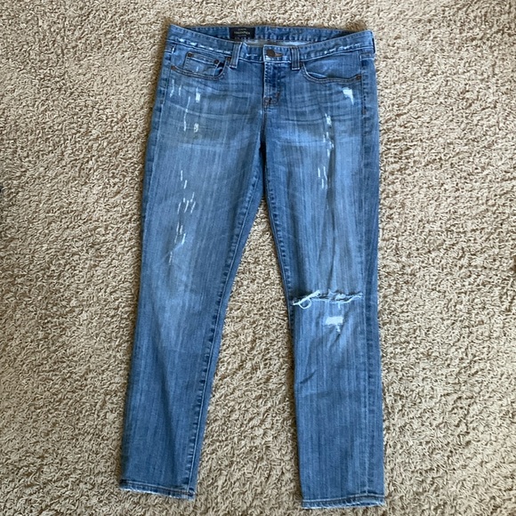 J.Crew Toothpick ankle size 31 distressed blue jeans W34xL28.5 - Picture 1 of 4